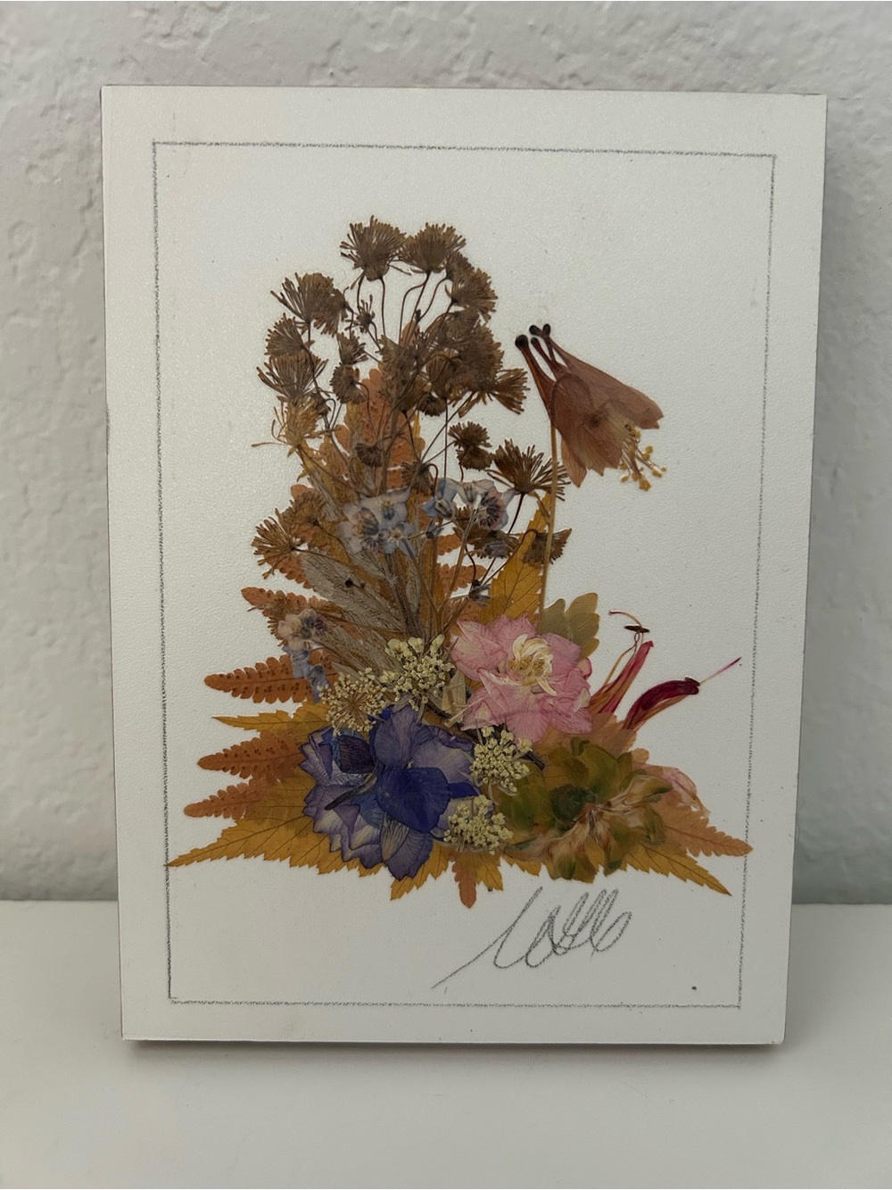 Pressed Floral Miniature Block Wall Art Pink Purple Brown Country Girl Creations